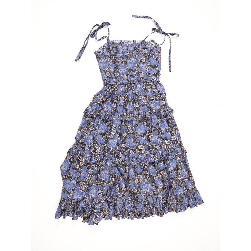 Rare Boho Luxe Ulla Johnson Capsule Collection Tiered Blue Floral Maxi Dress 6 - Picture 8 of 16